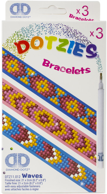 2 Pack - Diamond Dotz DOTZIES Diamond Art Bracelet Kit 1"X9"-Assorted Waves 3/Pkg - DTZ11012 - 4897073245737