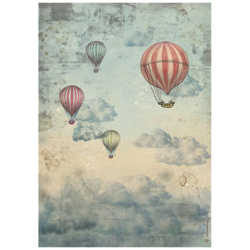 6 Pack - Stamperia Rice Paper Sheet A4-Voyages Fantastiques Air Balloons - 5A003H44-1HC7F - 5993110050681