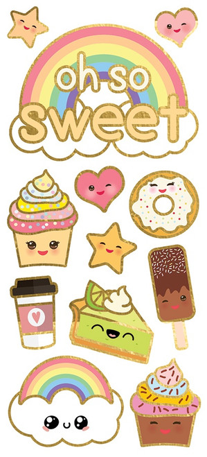 3 Pack - Paper House Sticky Pix Faux Enamel Stickers 8"X3"-Kawaii Oh So Sweet, 12/Pkg - STFEX-0003 - 767636820975