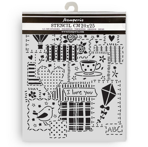 3 Pack - Stamperia Stencil 7.87"X9.84"-Family Patchwork - 5A003H55-1HC86 - 5993110049487