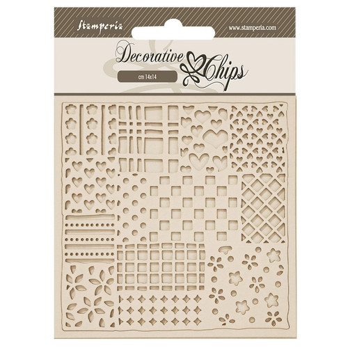 3 Pack - Stamperia Decorative Chips 5.5"X5.5"-Family Patchwork Pattern - 5A003H4W-1HC8B - 5993110049630