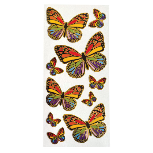 3 Pack - Paper House Foil Stickers-Rainbow Butterflies - TFE0062E