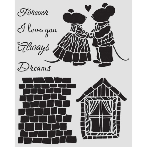 3 Pack - Stamperia Stencil 7.87"X9.84"-Family House And Mice - 5A003H60-1HC8C
