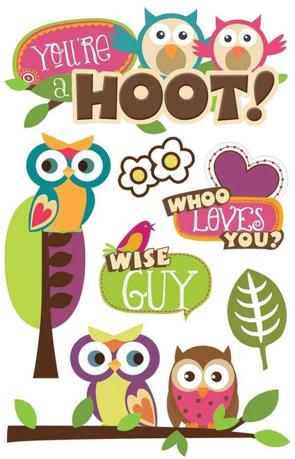 3 Pack - Paper House 3D Stickers 4.5"x8.5"-You're A Hoot - STDM145E - 767636376427