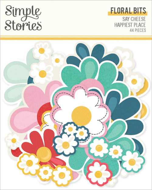 3 Pack - Simple Stories Floral Bits & Pieces Die Cuts-Say Cheese Happiest Place - 5A003JNF-1HDWC - 810191522935
