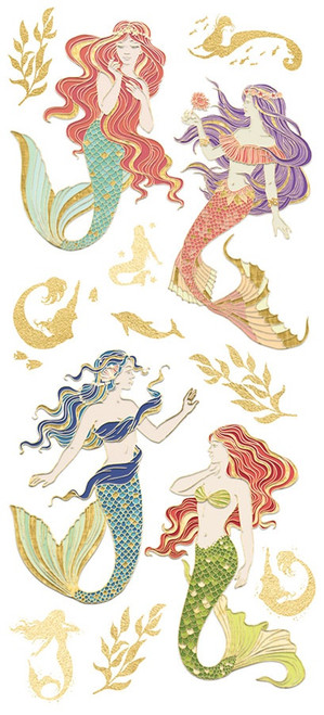 3 Pack - Paper House Sticky Pix Faux Enamel Stickers 8"X3"-Mermaids, 13/Pkg - STFE-0012 - 767636821064