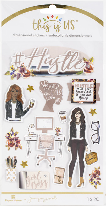 3 Pack - This Is Us Embellished Dimensional Stickers 14/Pkg-Hustle - STDM5501 - 767636836976