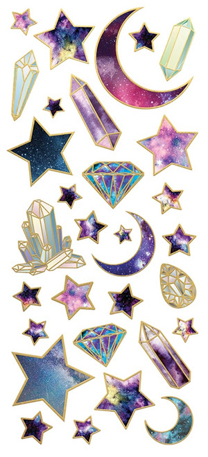 3 Pack - Paper House Sticky Pix Faux Enamel Stickers 8"X3"-Star Gazer, 31/Pkg - STFE-0026 - 767636821736