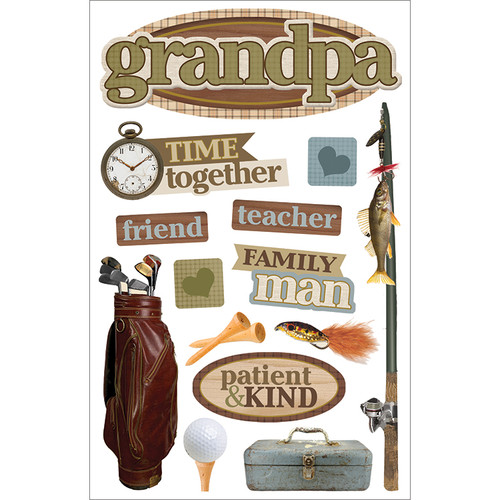 3 Pack - Paper House 3D Stickers 4.5"X7.5"-Grandpa - STDM195E