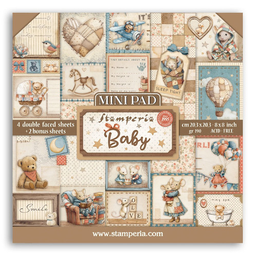 3 Pack - Stamperia Double-Sided Paper Pad 8"X8" 6/Pkg-Baby - 5A003H56-1HC8X - 5993110049821