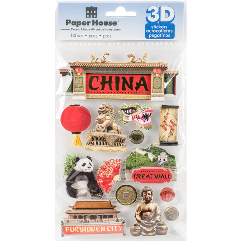 3 Pack - Paper House 3D Stickers 4.5"X7.5"-China - STDM252E - 767636377479