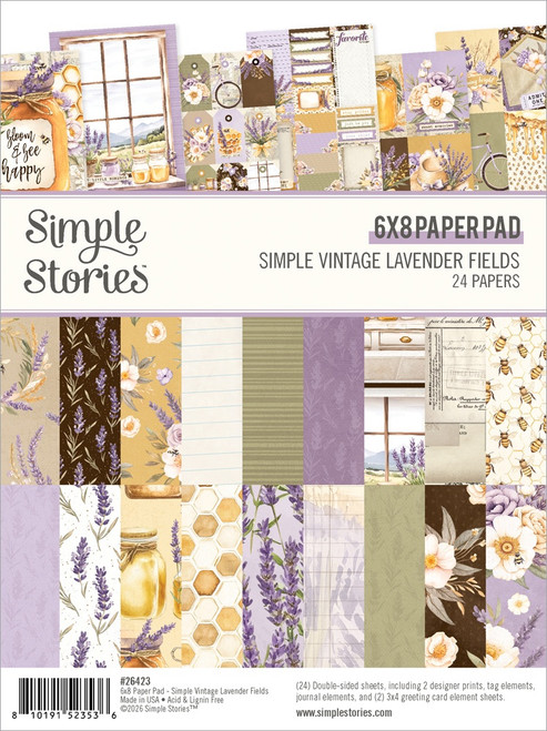 3 Pack - Simple Stories Paper Pad 6"X8"-Simple Vintage Lavender Fields - 5A003JQD-1HDX8 - 810191523536