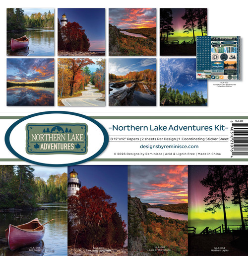 Reminisce Collection Kit 12"X12"-Northern Lake Adventures - 5A003MCS-1HHVD - 840310210764