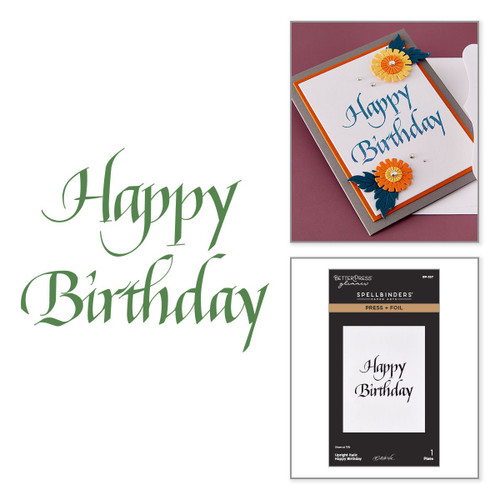 Spellbinders Press + Foil Plate-Upright Italic Happy Birthday - 5A003LHB-1HGS6