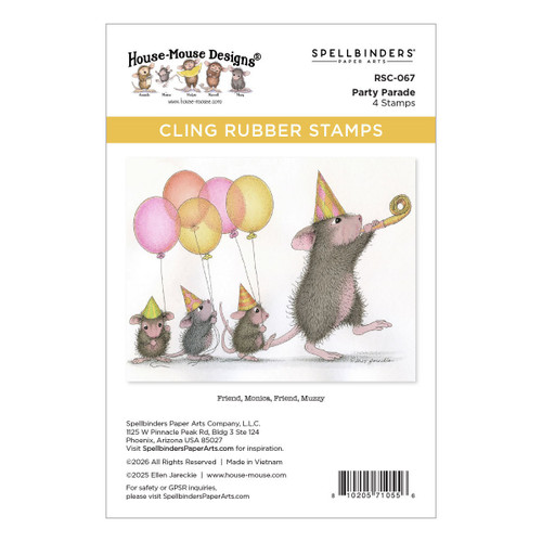 House- Mouse Cling Stamp Set-Party Parade - 5A003LFL-1HGQY - 810205710556
