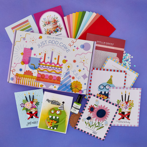 Spellbinders Birthday Cardmaking Kit-Just Add Cake - 5A003LFP-1HGRD - 810205710518