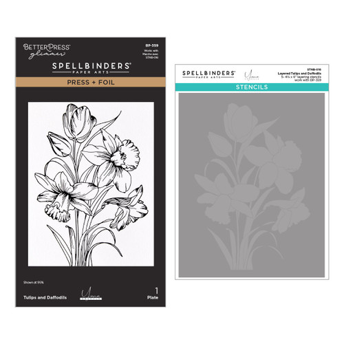 Spellbinders Press + Foil Plate and Stencil Bundle-Tulips and Daffodils - 5A003LH8-1HGRG - 810205712017