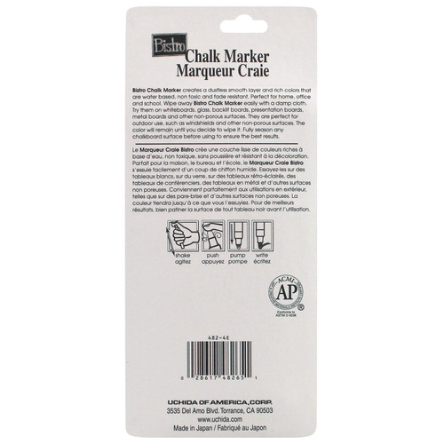 Uchida Bistro Chalk Marker 3mm Fine Point Set 4/Pkg-Colors, White, Blue, Green and Red - 5A003LSP-1HH1T Uchida Bistro Chalk Marker 3mm Fine Point Set 4/Pkg-Colors, White, Blue, Green and Red - 5A003LSP-1HH1T