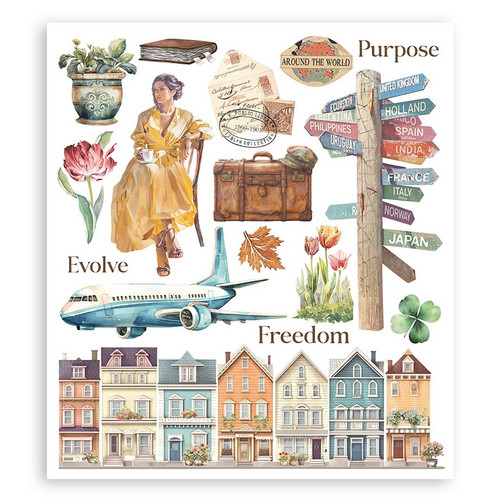 Stamperia Assortment Rub-On 8"X9" - 6/Pkg-Art of Traveling - 5A003L0B-1HGJJ