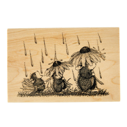 House-Mouse Wood Mount Stamp-Spring Rain - 5A003KKD-1HG0T - 813233038418