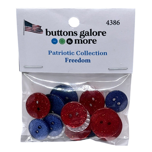 Buttons Galore Craft & Sewing Buttons-Patriotic Glitter - 15/Pkg - 5A003M24-1HH8V - 840934068437