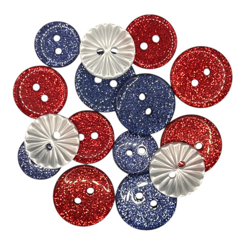 Buttons Galore Craft & Sewing Buttons-Patriotic Glitter - 15/Pkg - 5A003M24-1HH8V
