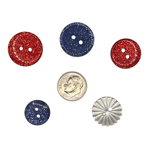 Buttons Galore Craft & Sewing Buttons-Patriotic Glitter - 15/Pkg - 5A003M24-1HH8V