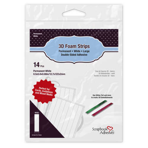 Scrapbook Adhesives 3D Foam Strips 14/Pkg-Permanent, White 1/2" W - 5A003KLY-1HG27 - 093616014165