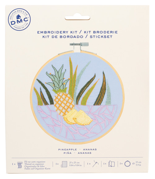 DMC Embroidery Beginner Kits-Pineapple 9.8"X9.8" - 5A003KSS-1HG8B - 3357995070912