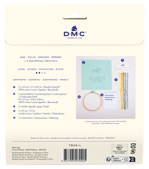 DMC Embroidery Beginner Kits-Lemons 9.8"X9.8" - 5A003KSR-1HG8D