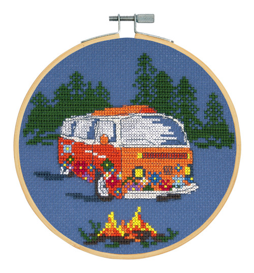 DMC Counted Cross Stitch Beginner Kits -Orange Van 9.8"X9.8" - 5A003KSQ-1HG8F