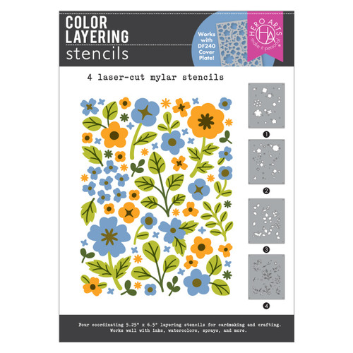 Hero Arts Color Layering Stencils-Layering Meadow Blooms - 5A003KJ3-1HFZX - 085700946575