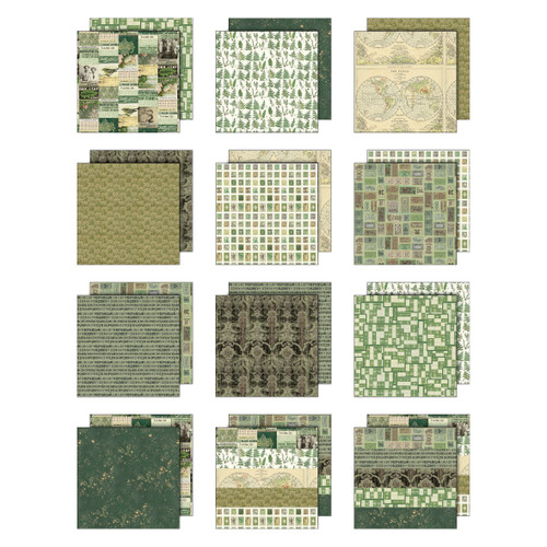 Idea-ology Double- Sided Cardstock 12"X12" 12/Pkg-Palette Collection: Green - 5A003KR4-1HG6T