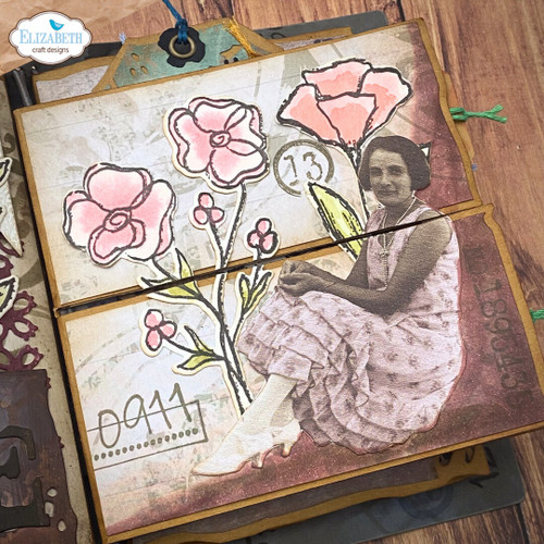 Elizabeth Craft Stamp And Die Set-Flower Scribbles - 5A003KTB-1HG8Z