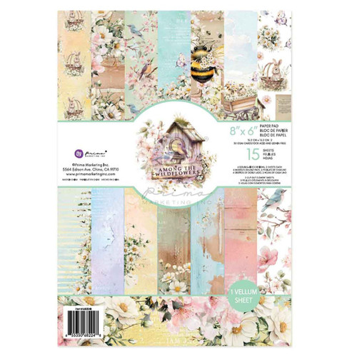 Prima Double-Sided Paper Pad 6"X8" 15/Pkg-Among the Wildflowers - 5A003KTJ-1HG97 - 655350682248