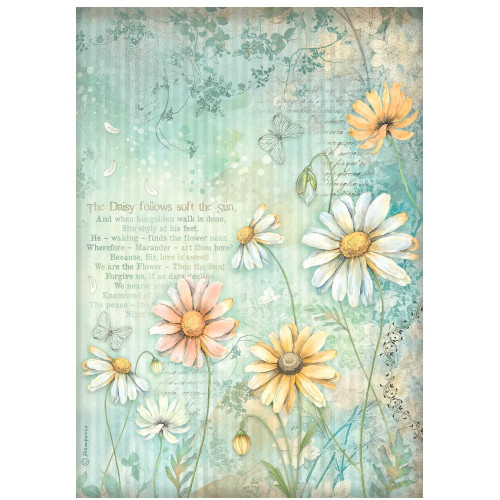 Stamperia Rice Paper A4 6/Pkg-Daisy Art - 5A003K5V-1HFGB