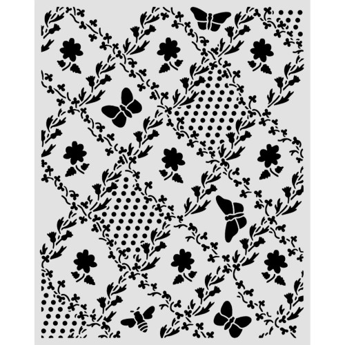 Stamperia Stencil 7.87"X9.84"-Daisy Art Texture Butterfly And Daisy - 5A003K4D-1HFGM