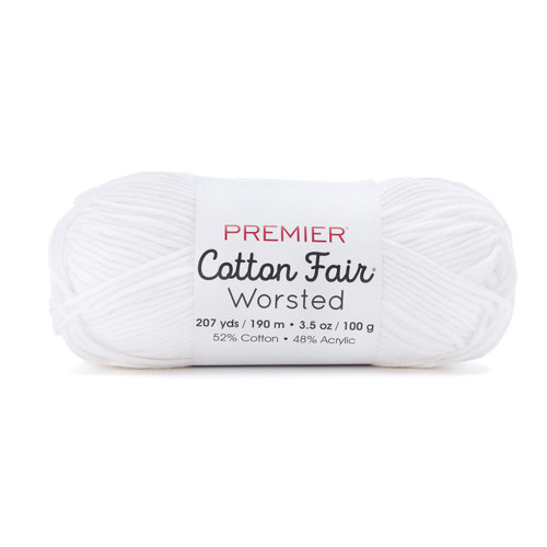 Premier Yarns Cotton Fair Worsted Yarn-White - 5A003KDT-1HFSF - 840166857304