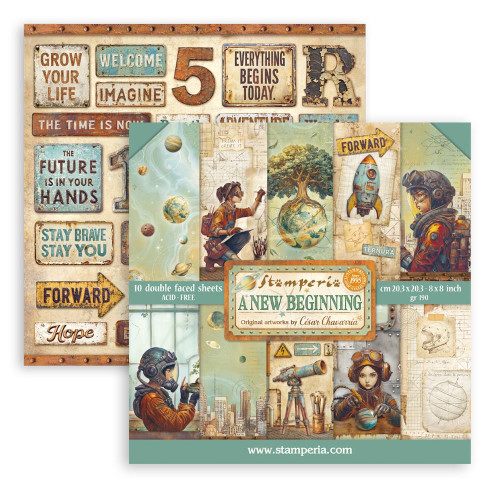Stamperia Backgrounds Double-Sided Paper Pad 8"X8" 10/Pkg-A New Beginning - 5A003L0G-1HGJ0