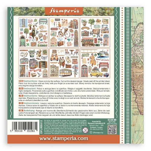 Stamperia Assortment Rub-Ons 6"X6" 6/Pkg-Art of Traveling - 5A003L0Q-1HGHR