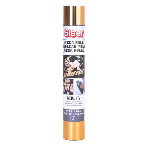 Siser Metal Heat Transfer Vinyl 11.8"X 60" Mega Roll-Gold - 5A003K1J-1HFCQ - 850017402317