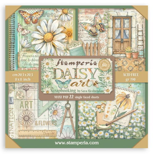 Stamperia Single-Sided Paper Pad 8"X8" 22/Pkg-Daisy Art - 5A003K5C-1HFH1 - 5993110050179