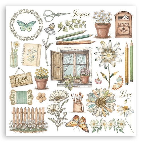 Stamperia Assortment Rub-On Kit 6/Pkg-Daisy Art - 5A003K4R-1HFH3 Stamperia Assortment Rub-On Kit 6/Pkg-Daisy Art - 5A003K4R-1HFH3