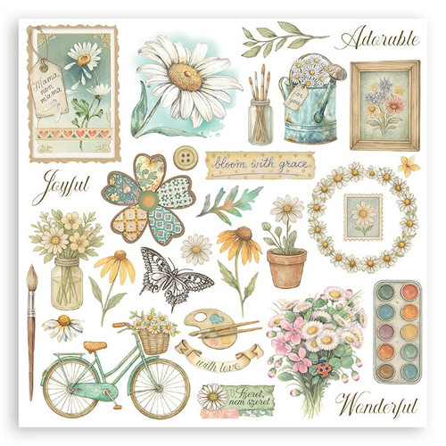 Stamperia Assortment Rub-On Kit 6/Pkg-Daisy Art - 5A003K4R-1HFH3 Stamperia Assortment Rub-On Kit 6/Pkg-Daisy Art - 5A003K4R-1HFH3