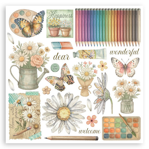 Stamperia Assortment Rub-On Kit 6/Pkg-Daisy Art - 5A003K4R-1HFH3 Stamperia Assortment Rub-On Kit 6/Pkg-Daisy Art - 5A003K4R-1HFH3