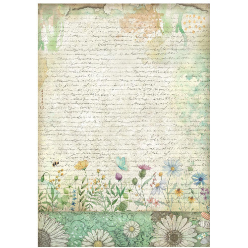 Stamperia Daisy Art Rice Paper Sheet A4-Handmade Letter With Flowers - 5A003K5S-1HFHC - 5993110050285