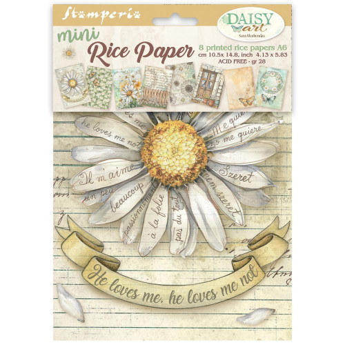 Stamperia Rice Paper A6 8/Pkg-Daisy Art - 5A003K4W-1HFH5 - 5993110050568