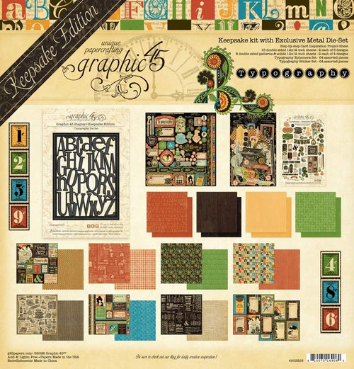 Graphic 45 Keepsake Kit With Exlusive Metal Die Set-Typography - 5A003JZD-1HF92 - 810070169060