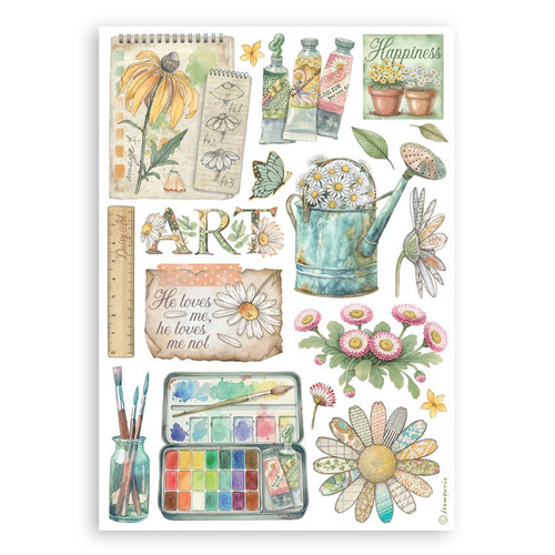 Stamperia A5 Washi Pad 8/Pkg-Daisy Art - 5A003K5G-1HFHN