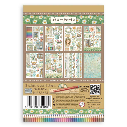 Stamperia A5 Washi Pad 8/Pkg-Daisy Art - 5A003K5G-1HFHN